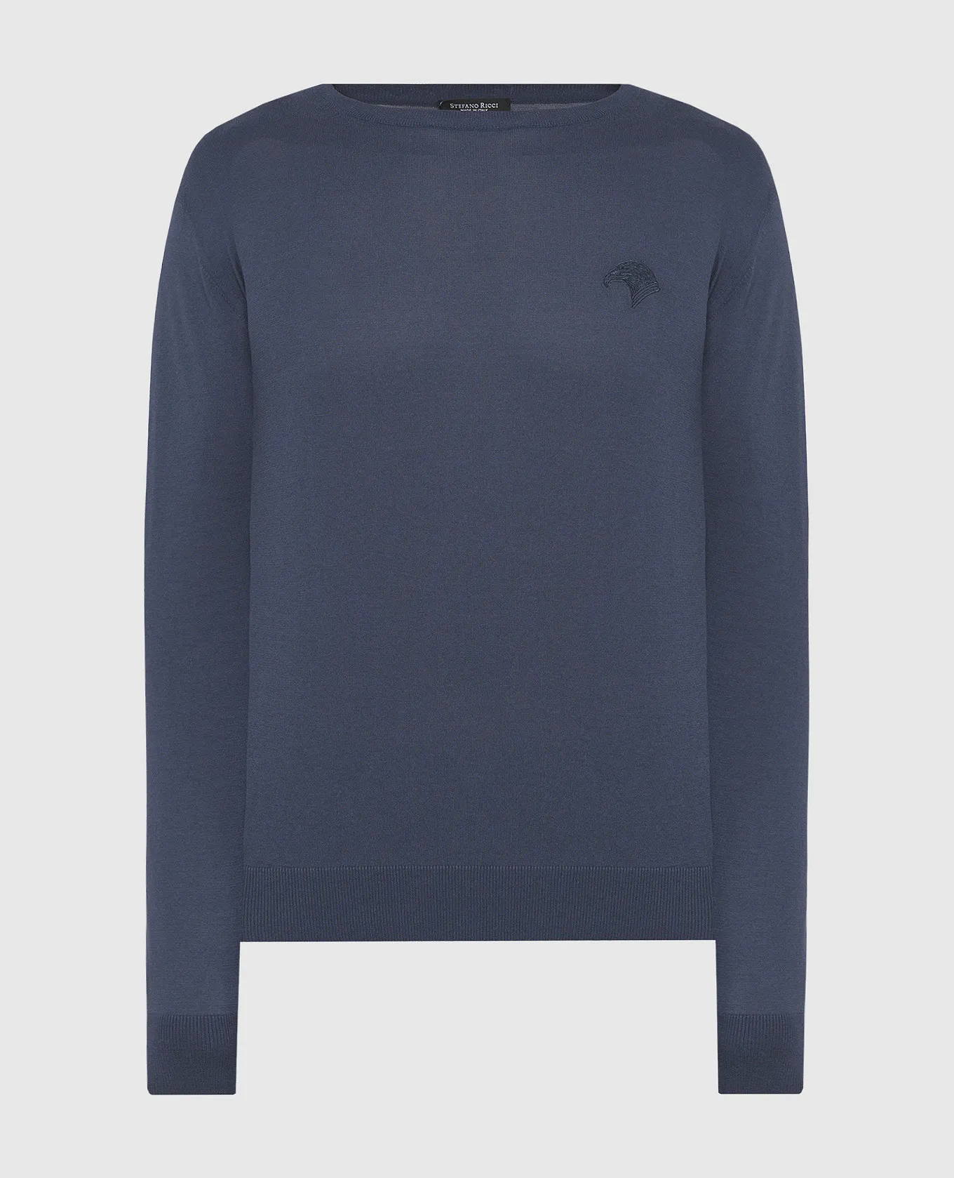 Stefano Ricci Blue jumper with logo emblem embroidery