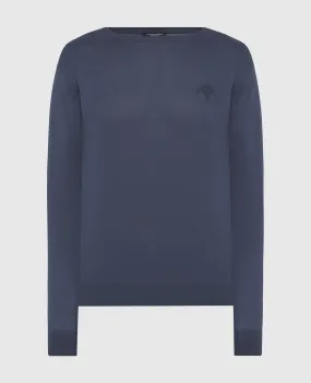 Stefano Ricci Blue jumper with logo emblem embroidery