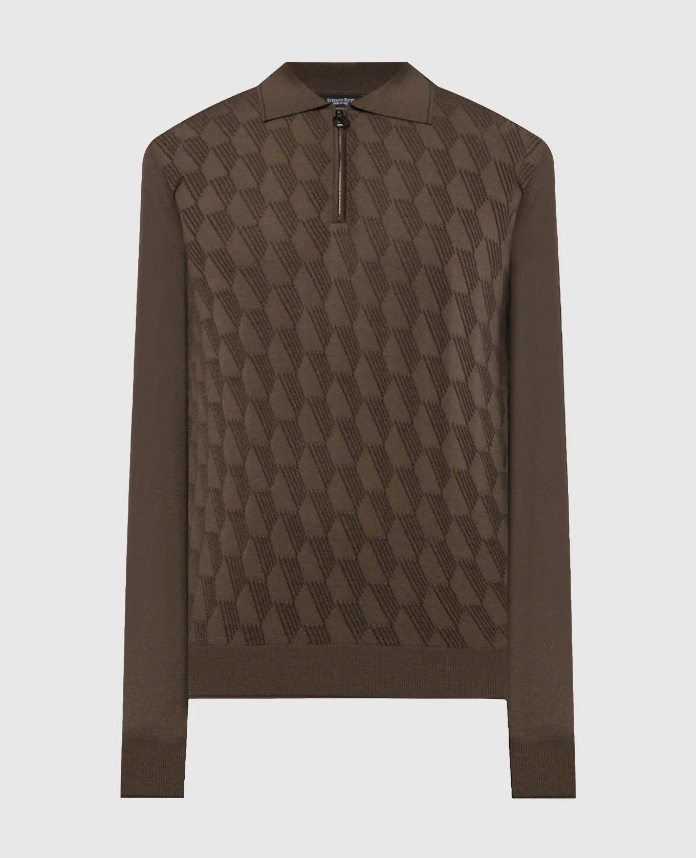 Stefano Ricci Brown jumper made of cashmere and silk in a textured pattern