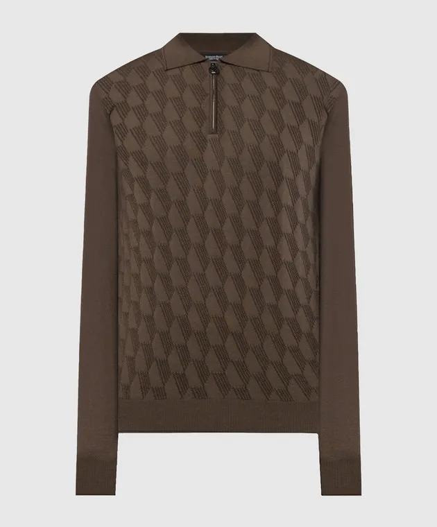 Stefano Ricci Brown jumper made of cashmere and silk in a textured pattern