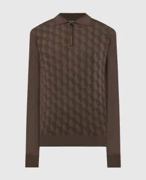 Stefano Ricci Brown jumper made of cashmere and silk in a textured pattern