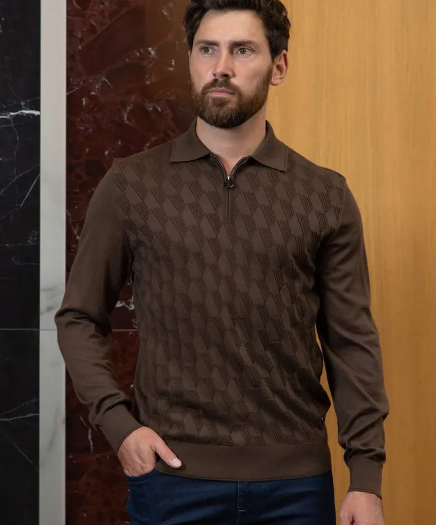 Stefano Ricci Brown jumper made of cashmere and silk in a textured pattern