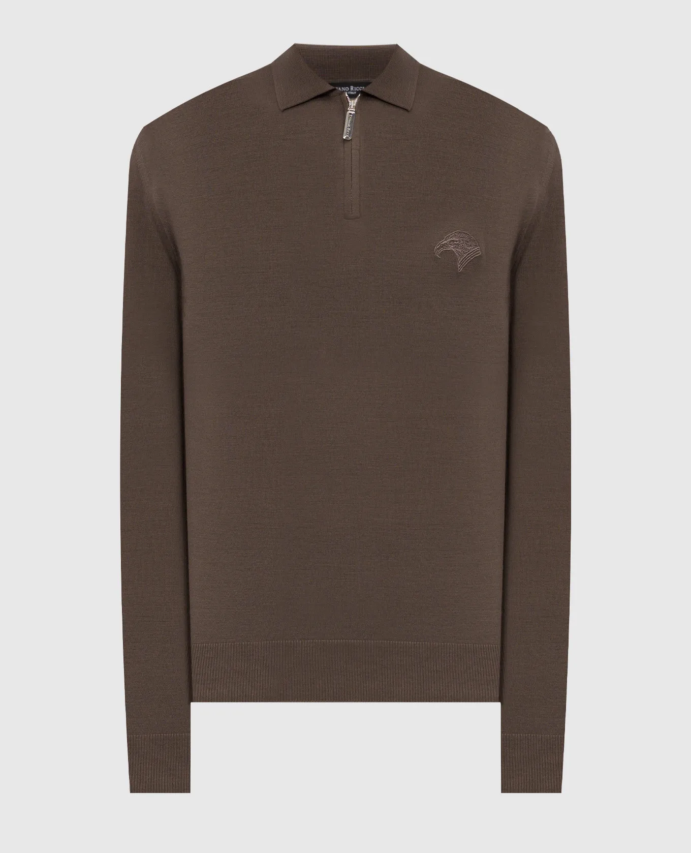 Stefano Ricci Brown wool jumper with logo embroidery