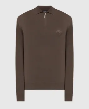 Stefano Ricci Brown wool jumper with logo embroidery