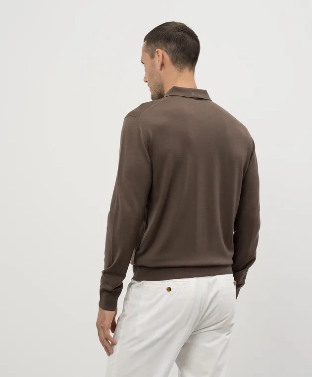 Stefano Ricci Brown wool jumper with logo embroidery