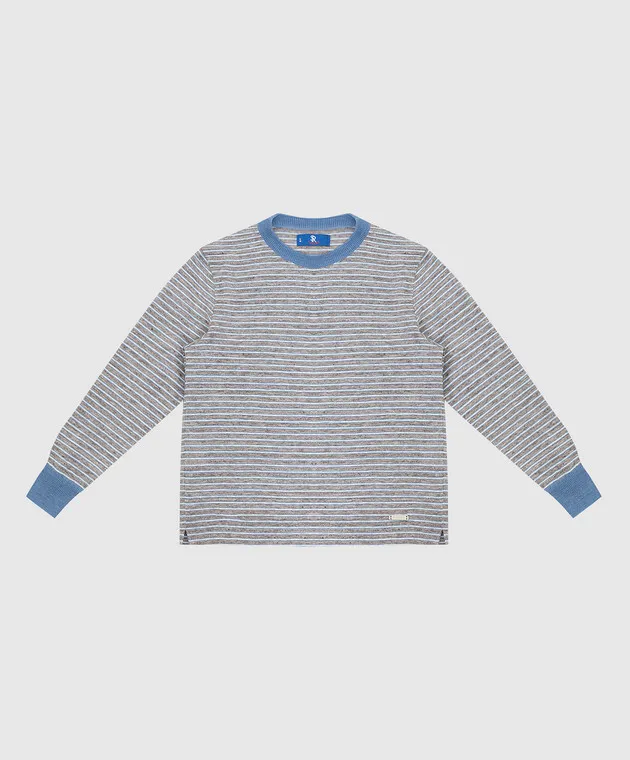 Stefano Ricci Children's gray linen and silk striped jumper