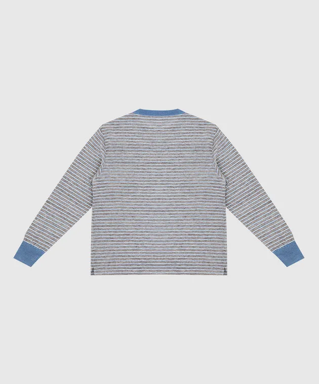 Stefano Ricci Children's gray linen and silk striped jumper