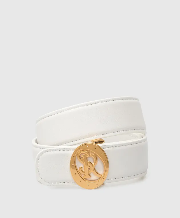 Stefano Ricci Children's reversible white leather belt