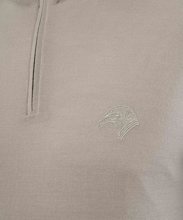 Stefano Ricci Gray wool jumper with logo embroidery