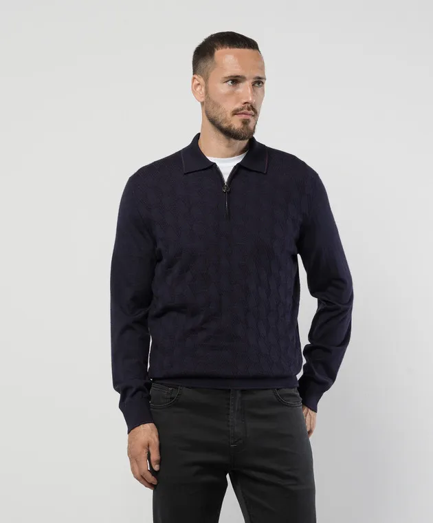 Stefano Ricci Purple jumper made of cashmere and silk in a textured pattern