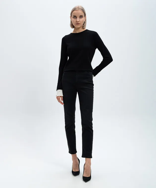 Twinset Black cashmere jumper with metallic Oval T logo