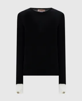 Twinset Black cashmere jumper with metallic Oval T logo