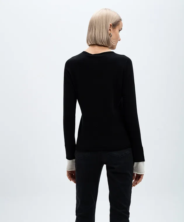 Twinset Black cashmere jumper with metallic Oval T logo