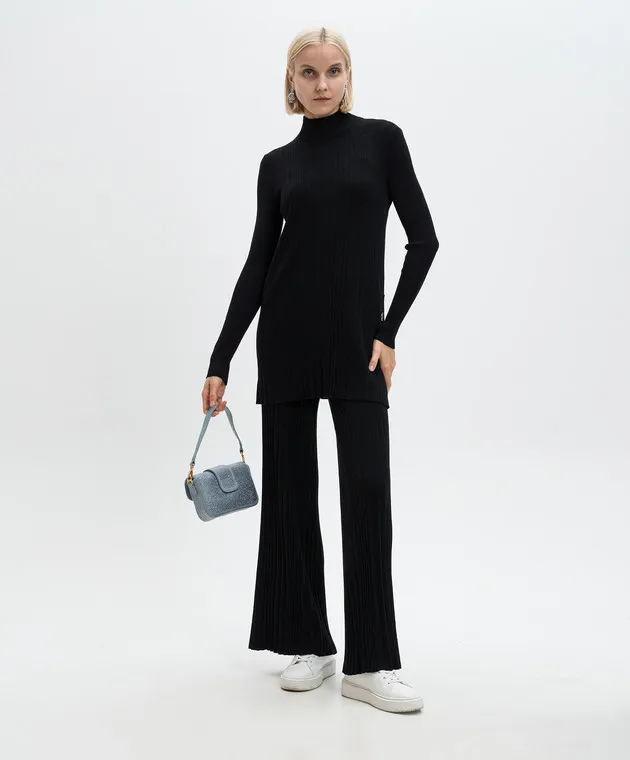 Twinset Black elongated jumper with pleating