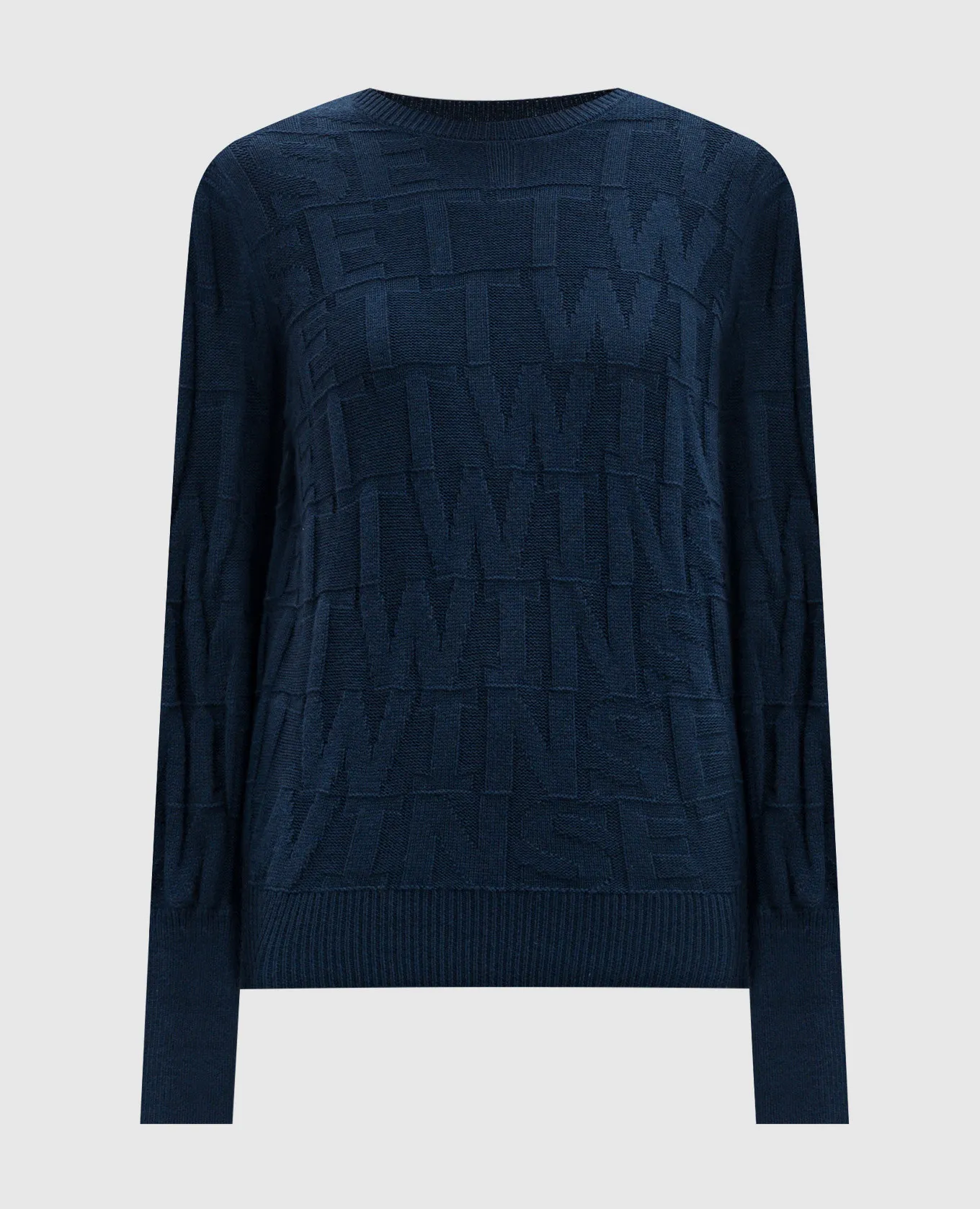 Twinset Blue jumper with cashmere in a woven logo pattern