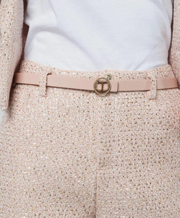 Twinset Pink belt with logo and crystals