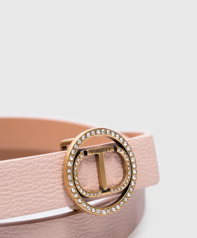 Twinset Pink belt with logo and crystals