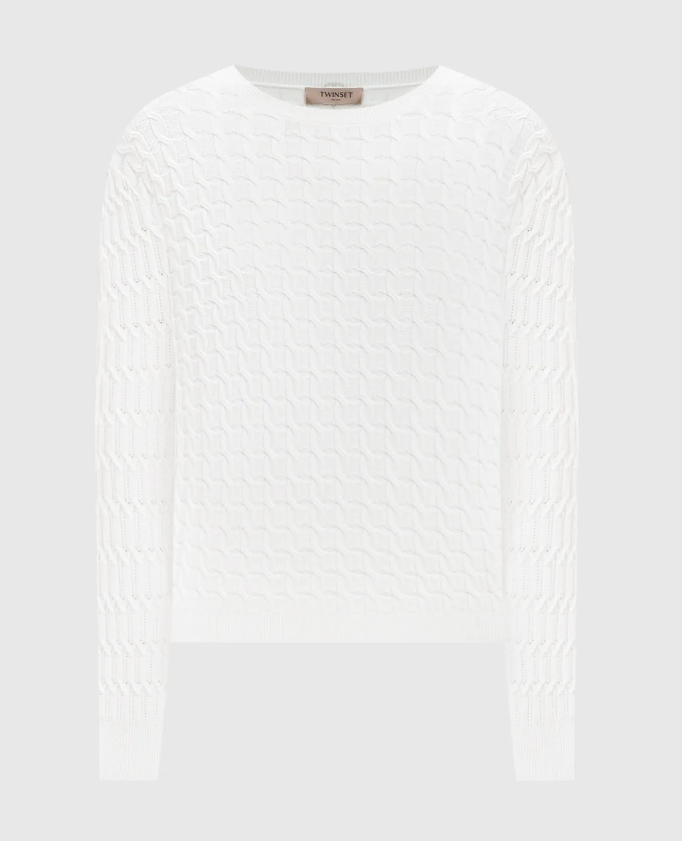 Twinset White jumper in textured pattern with logo