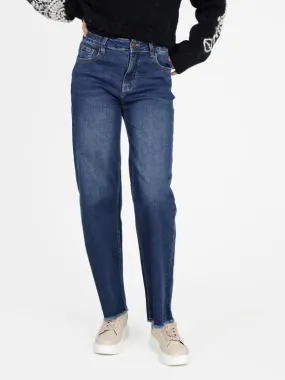 Vale Denim Vaqueros de mujer de talle alto y pernera ancha con flecos