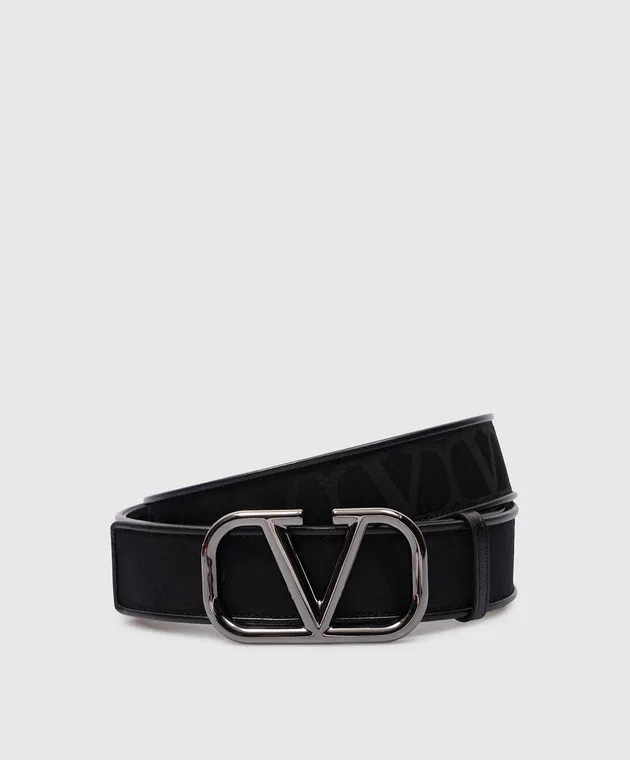 Valentino Toile Iconographe black belt with VLogo logo