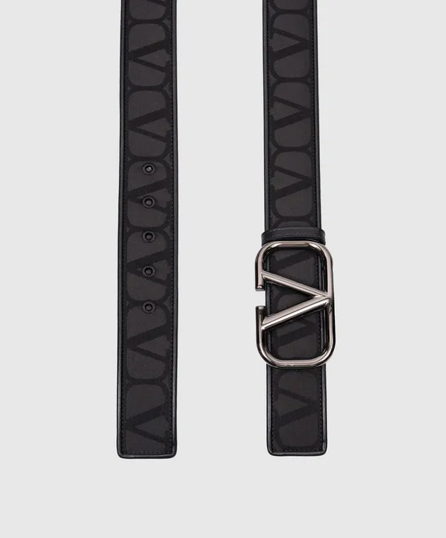 Valentino Toile Iconographe black belt with VLogo logo