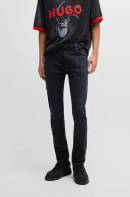 Vaqueros extra slim fit de denim elástico negro azulado