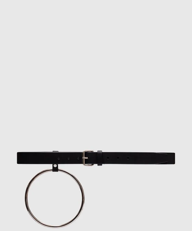 Vetements Black leather belt with metal ring