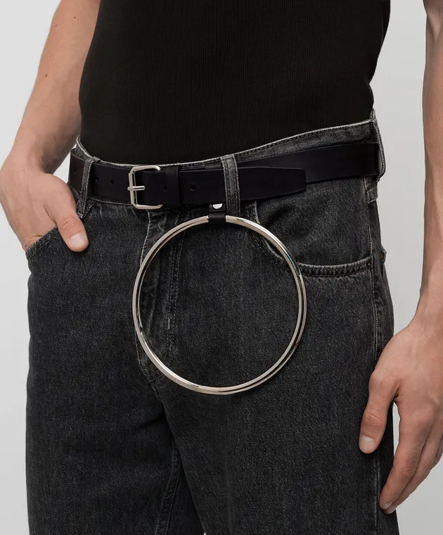 Vetements Black leather belt with metal ring