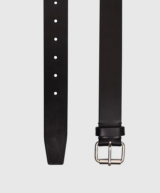 Vetements Black leather belt with metal ring